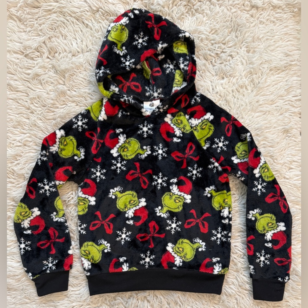 Ultra Fuzzy Grinch hooded sweatshirt / hoodie size girls 7/8.